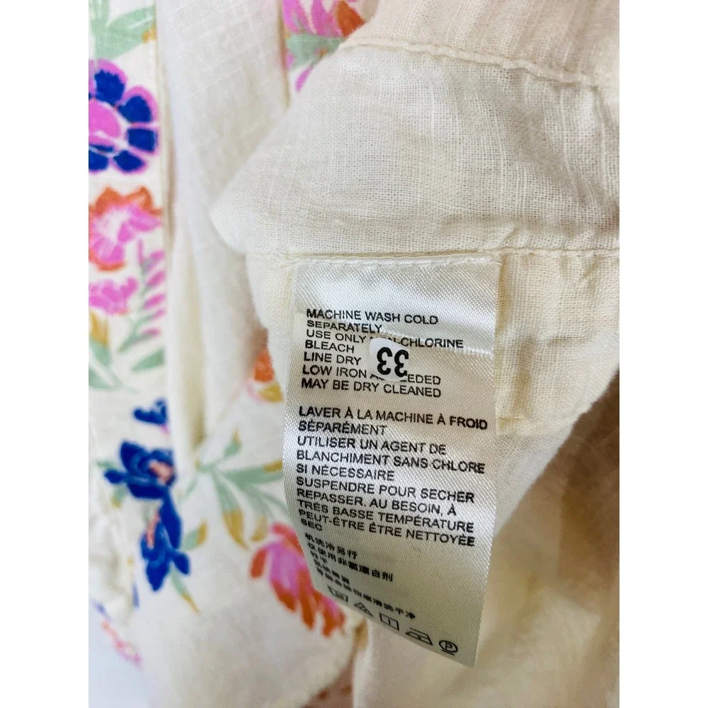 Free People Emily Floral Halter Tie-Back Top Ivory Cotton Gauze OB1434194 Large